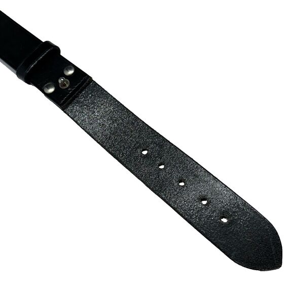 Chico’s Black Leather Horseshoe Buckle Equestrian Style Women’s Belt M/L - Picture 5 of 8